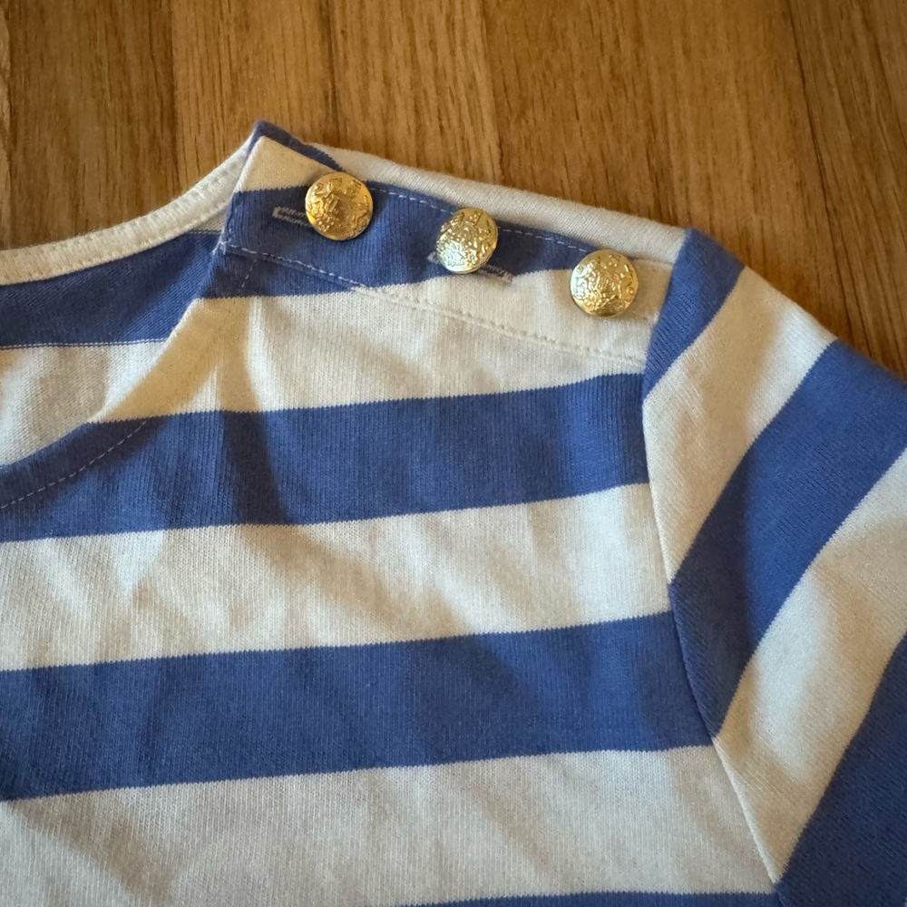 J.Crew Factory Short-Sleeve Striped Button-Shoulder Tee - Picture 3 of 5